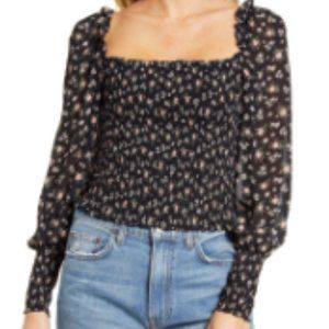 Reformation Pinto Smocked Top, Color FREESIA, Size Medium